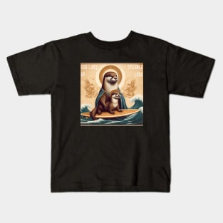 Our Lady of Steamer Lane ottter 841 with pup Kids T-Shirt